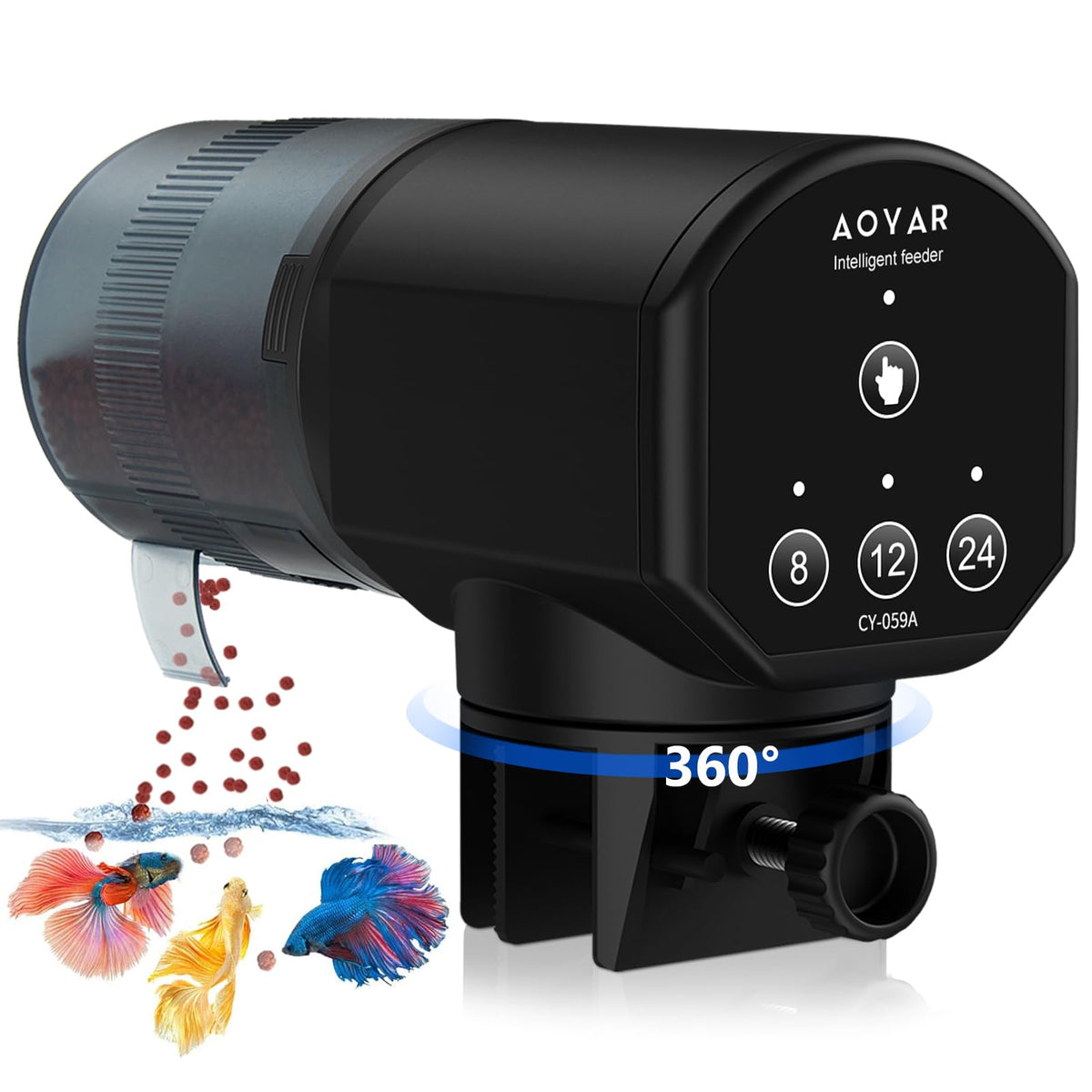 Alimentador automático Aoyar para acuario, depósito de 200 ml, ideal para viajes.
