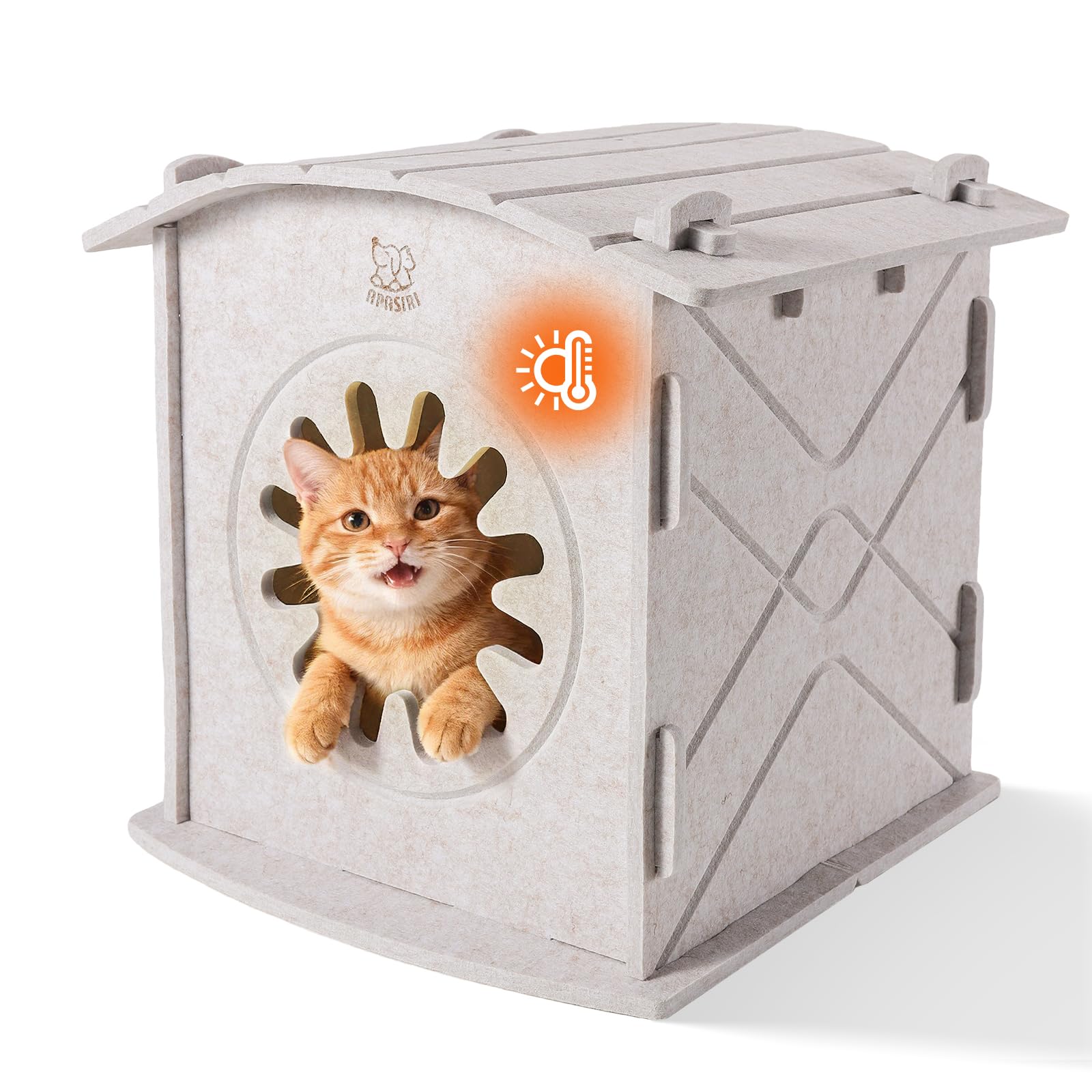 La Apasiri casa-gato-cueva ofrece refugio cálido y tranquilo.