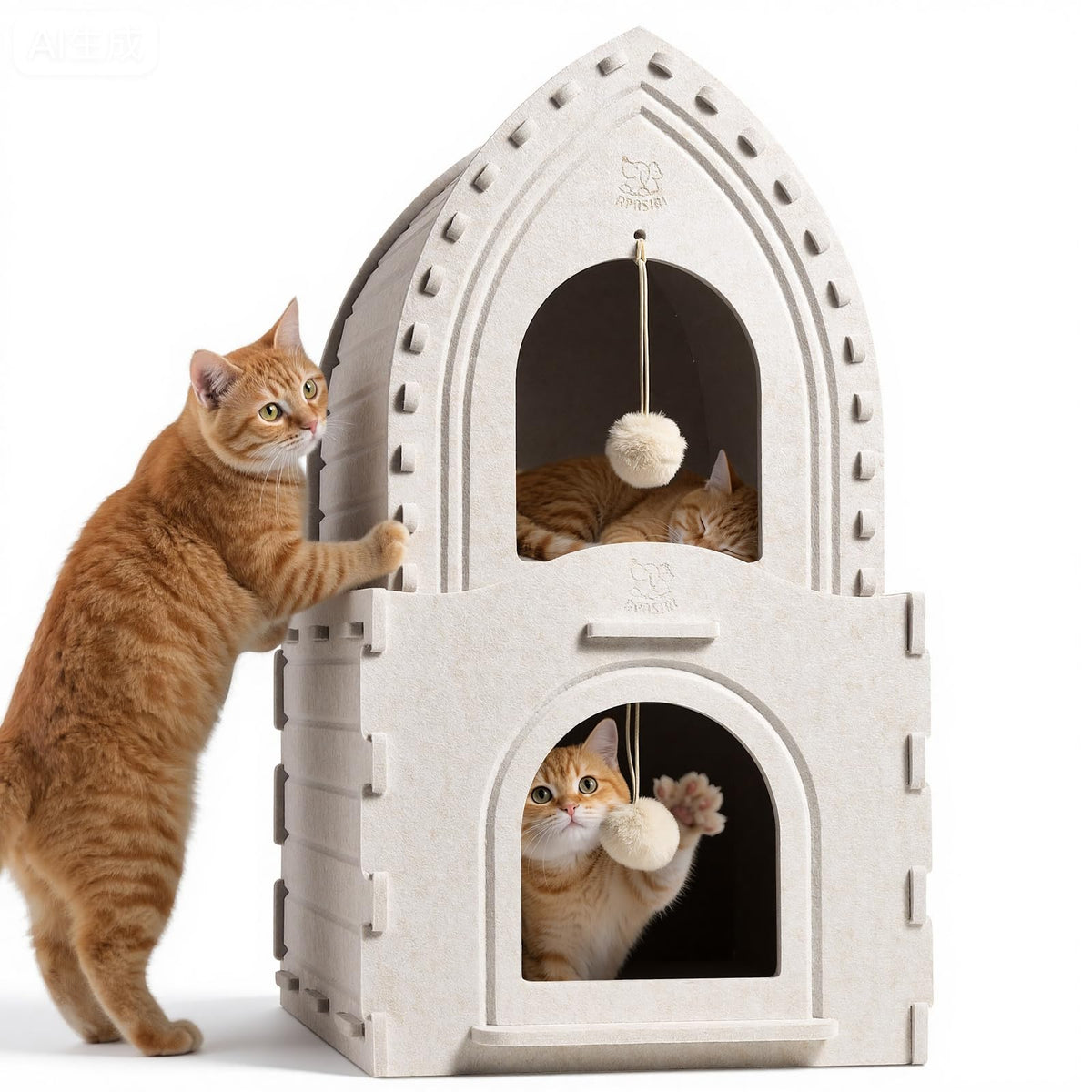 Apasiri casa-gato-doble-piso: refugio espacioso para dos gatos