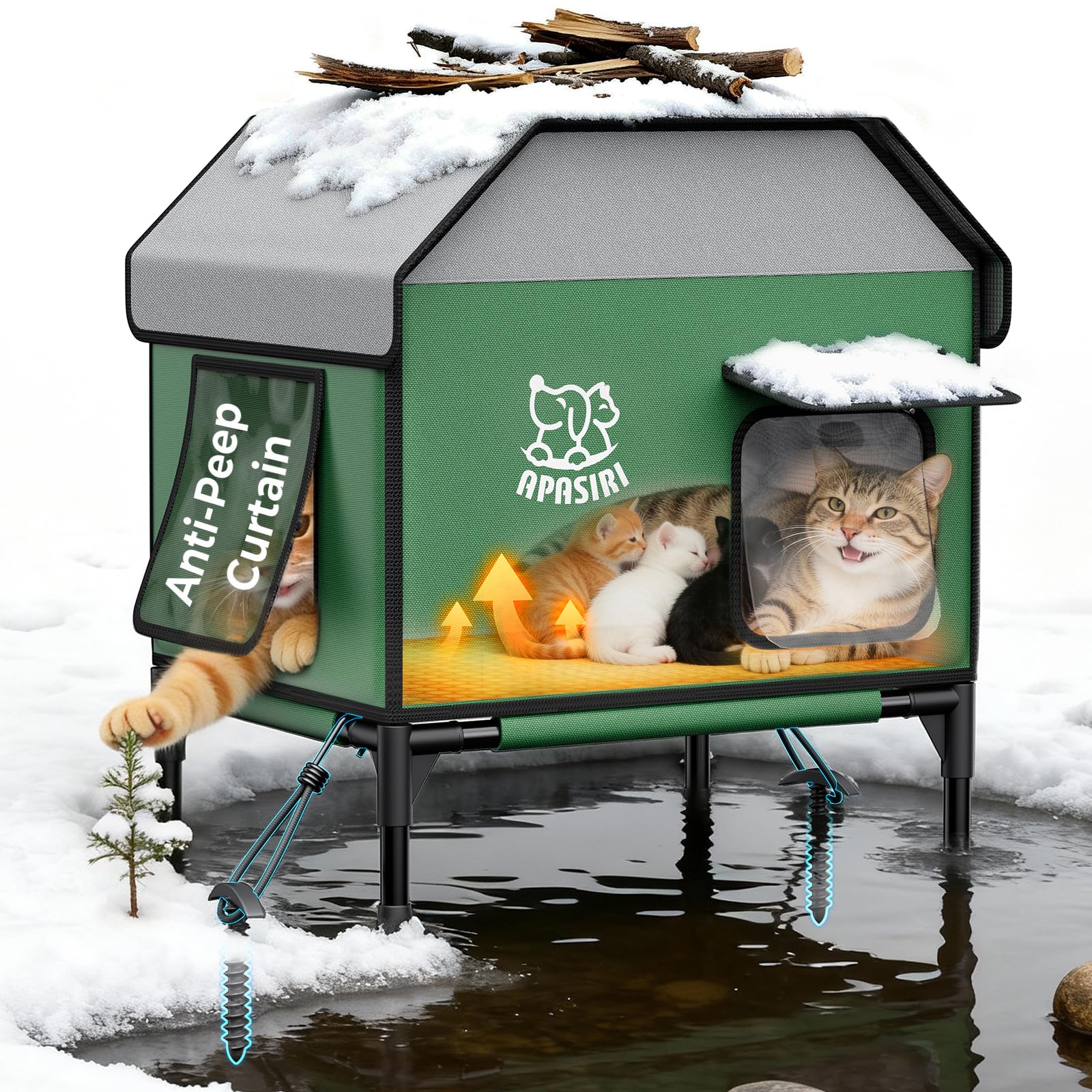 Apasiri casa-gatos-exterior-aislada: refugio seco gracias al piso elevado.