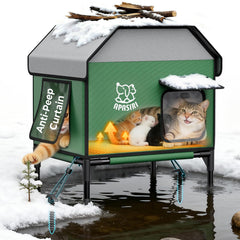 Apasiri casa-gatos-exterior-aislada: refugio seco gracias al piso elevado.