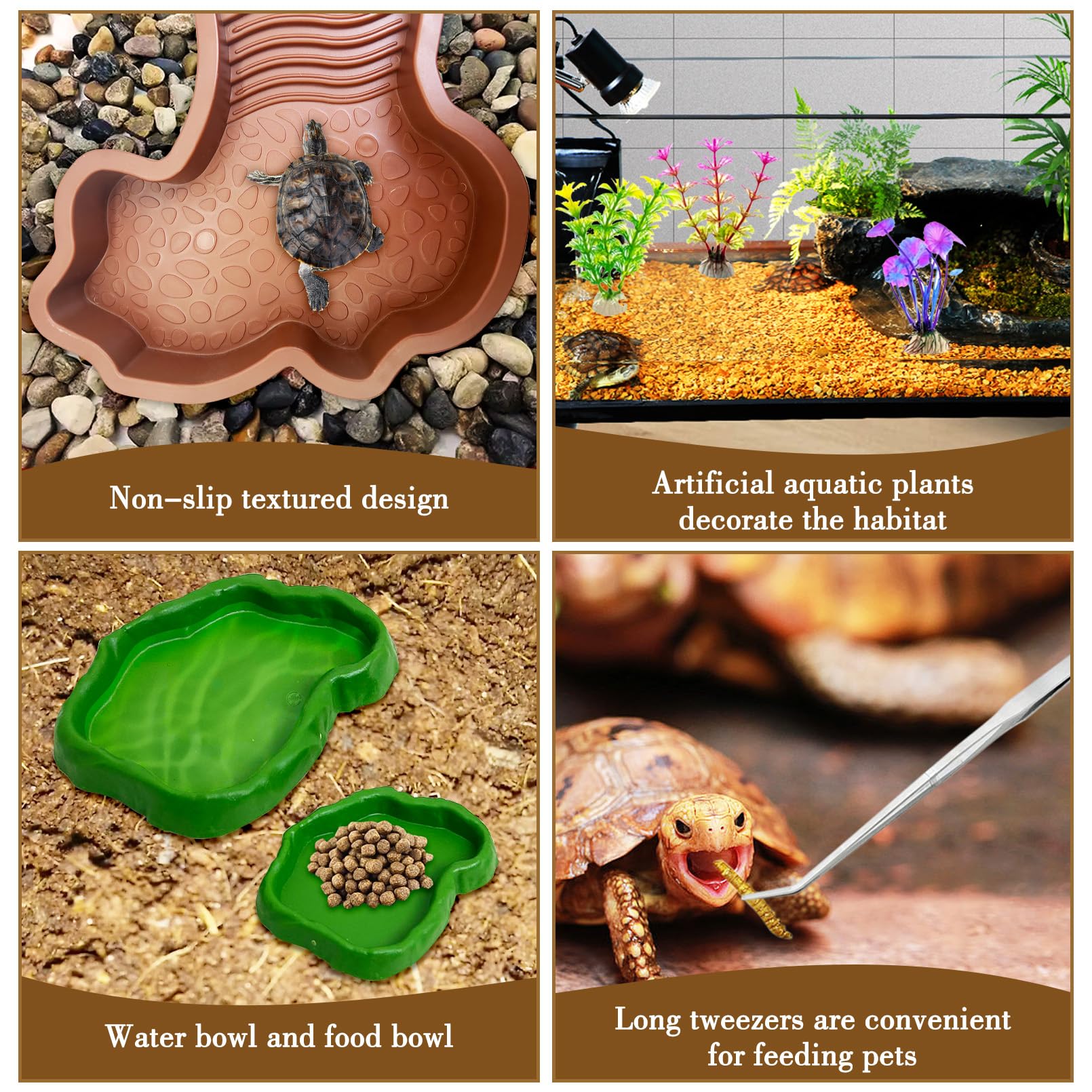 Accesorios para hábitat de reptiles de Apatal para decorar y alimentar.