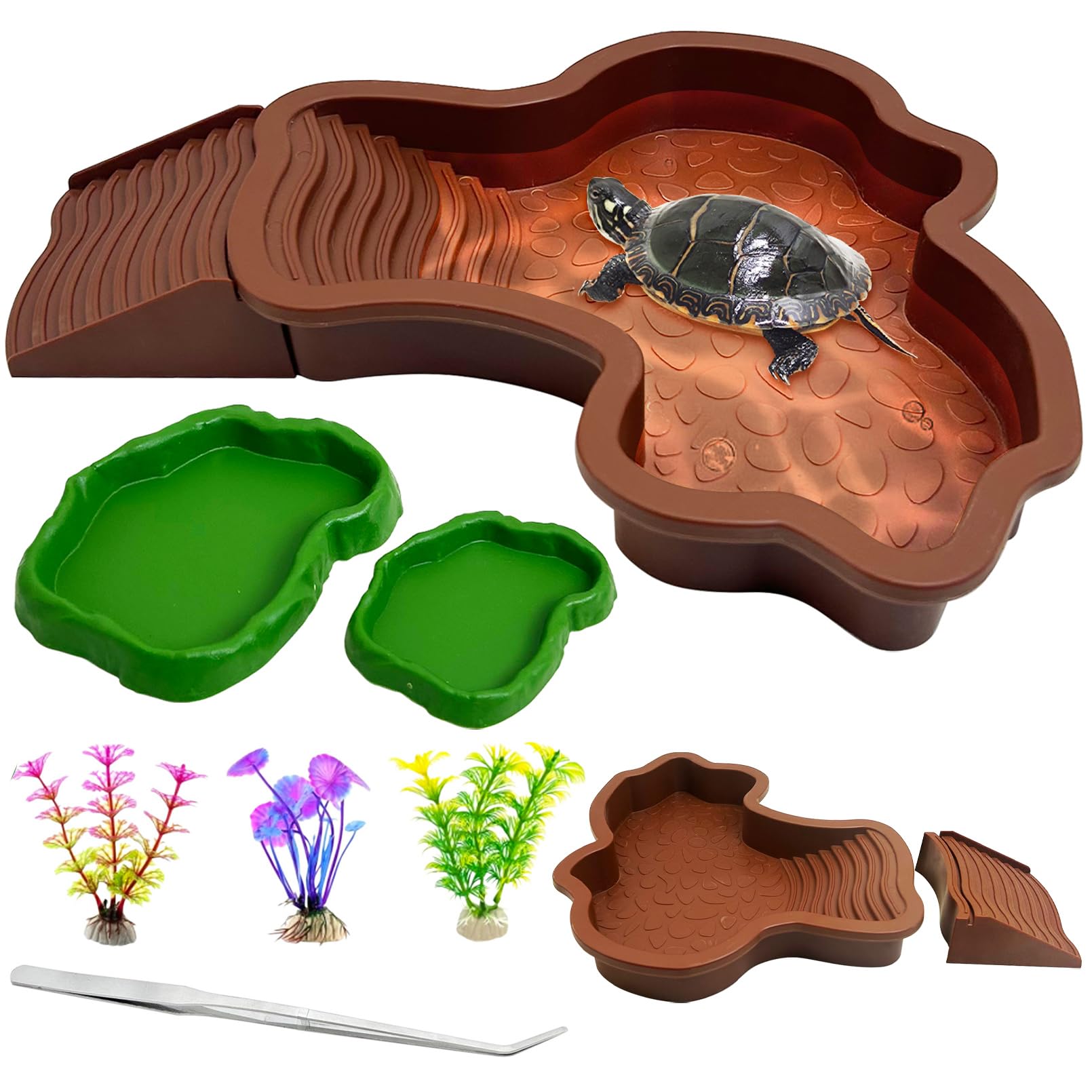 Apatal piscina para reptiles con 7 piezas, ideal para baño y juego seguro.