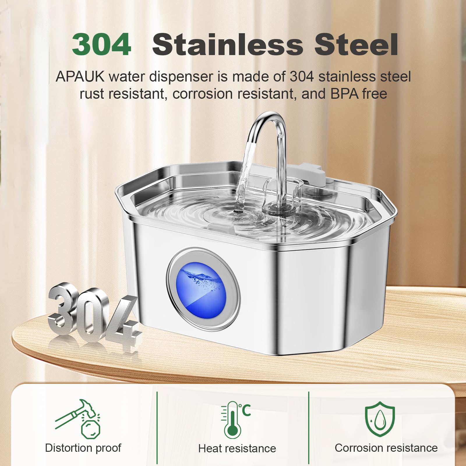 Bebedero APAUK con visualizador de nivel de agua para control rápido.