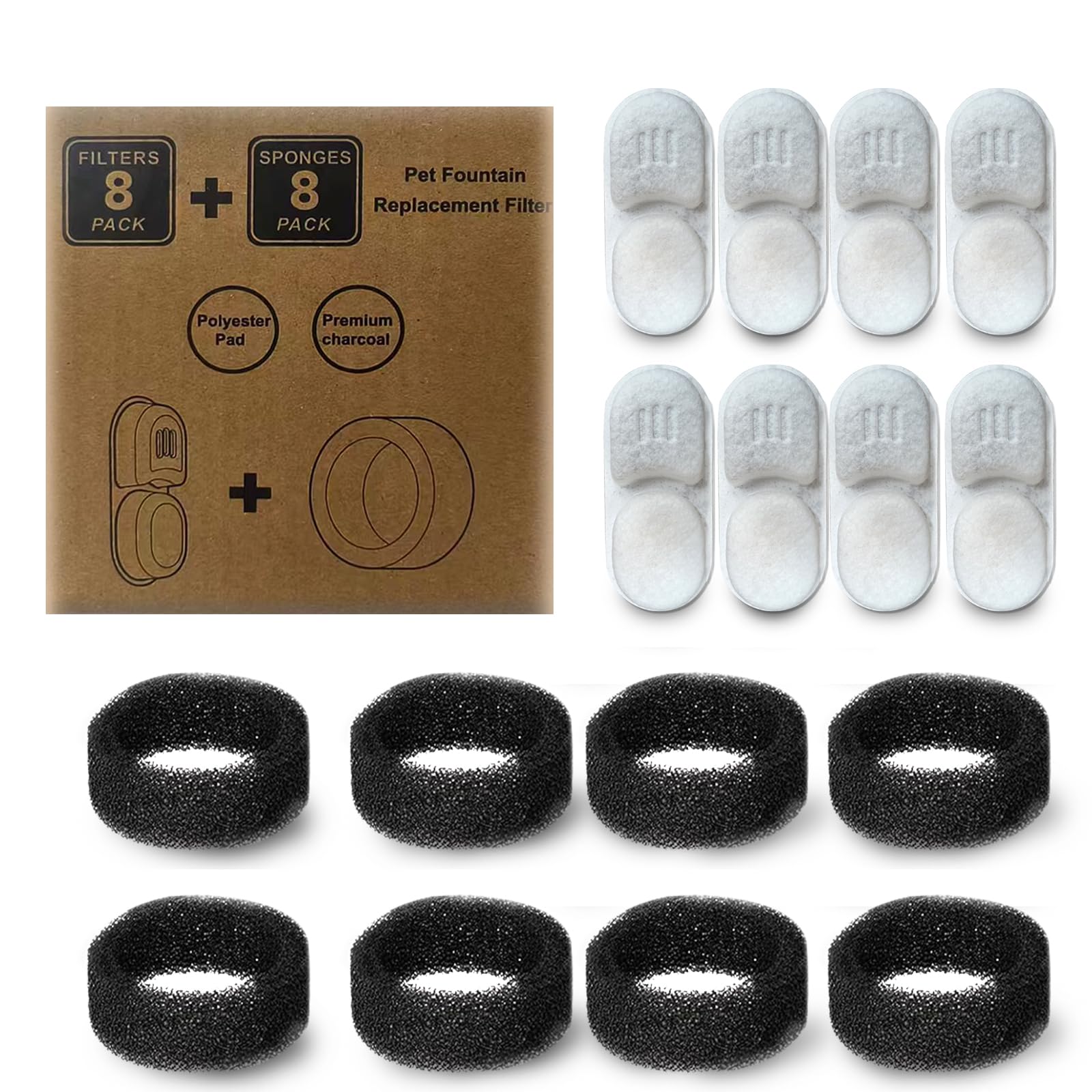 APAUK filtros repuestos para fuente de gatos: ocho piezas para agua más limpia.