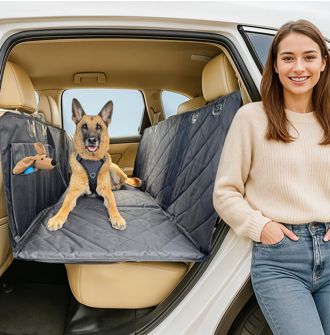 APetsPlanet funda para perro con fondo duro protege asientos y ofrece más espacio