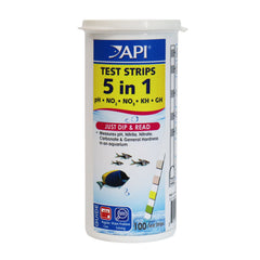 API 5-en-1, caja de 100 tiras, lectura rápida para acuarios.