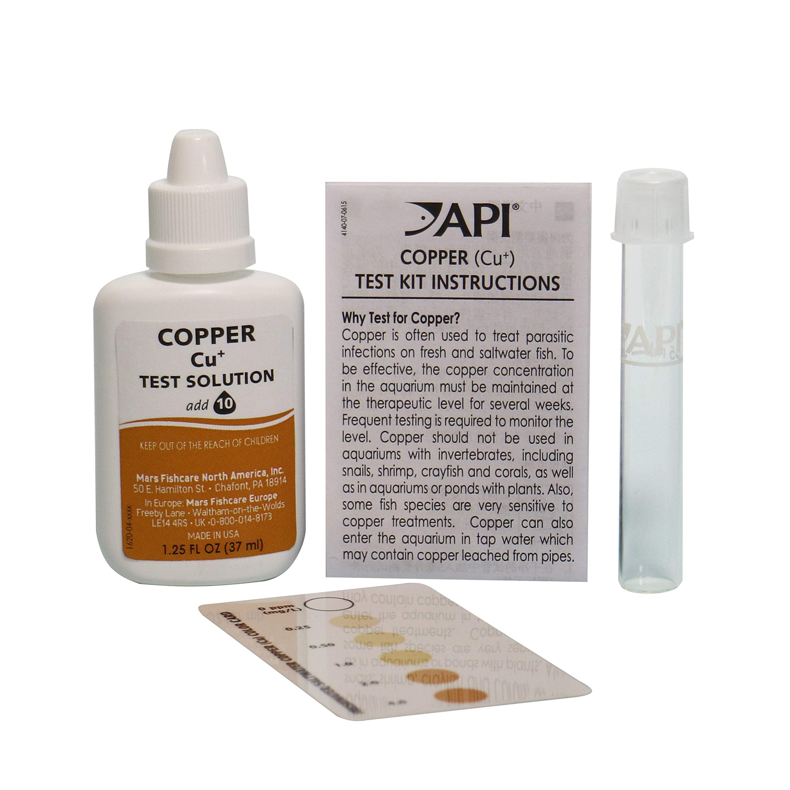 API COPPER TEST KIT presenta carta de colores para leer 0–4 ppm