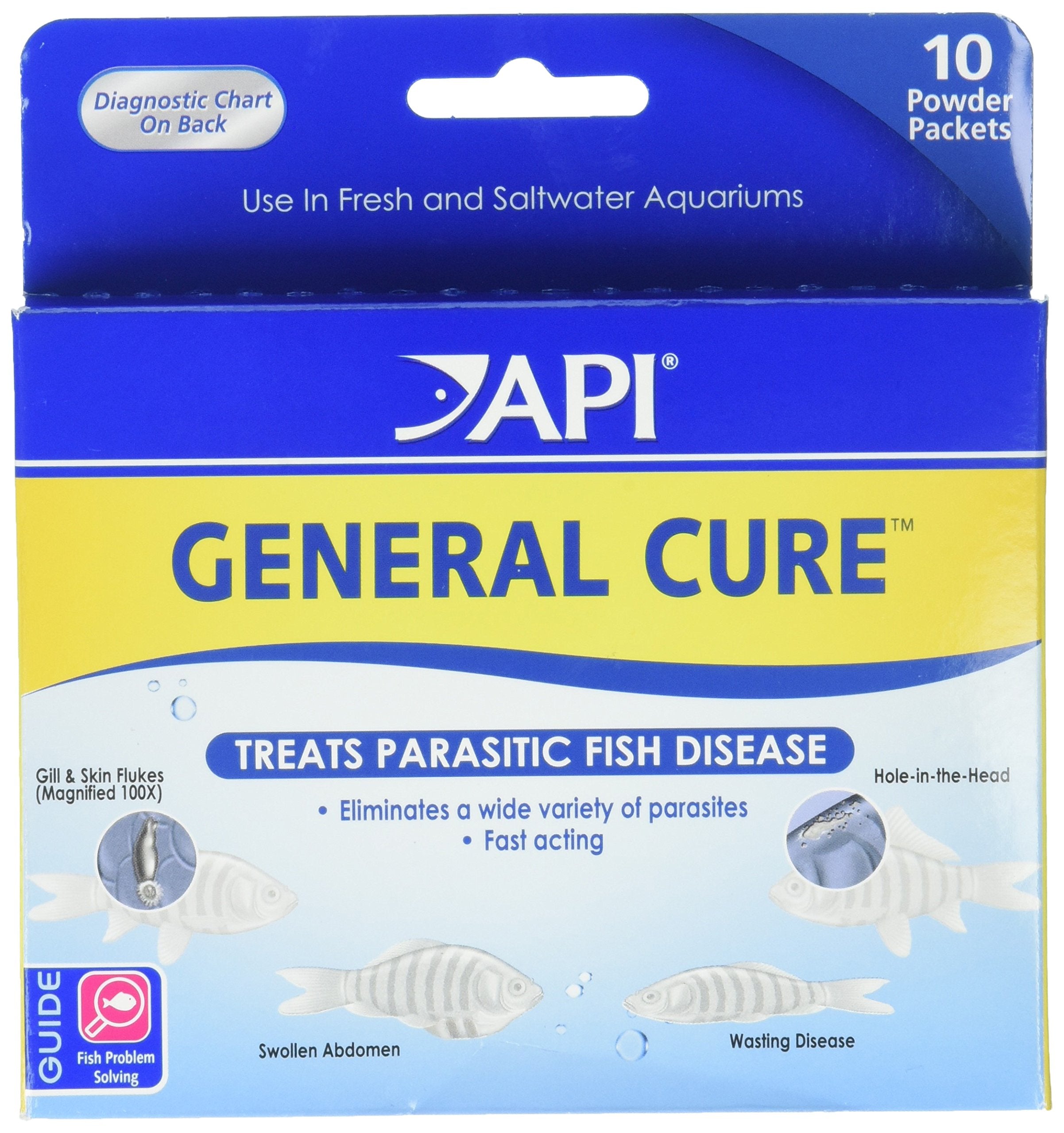 API GENERAL CURE: caja de 10 sobres para tratar parásitos en acuarios