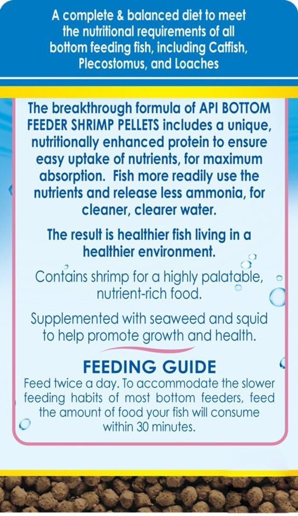 API gránulos de fondo, dieta completa para peces de fondo.