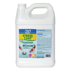 API Pond Stress Coat: botella de 1 galón para acondicionar agua y proteger peces.