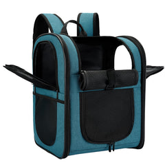 Apollo Walker Mochila Portapet Teal, vista exterior segura para mascotas en viajes.
