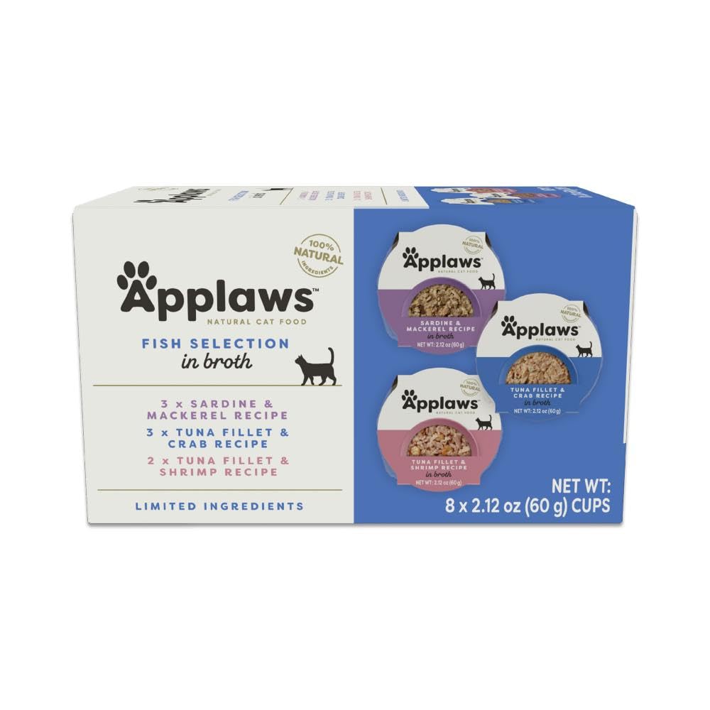 Applaws comida húmeda para gatos con sardina y caballa, 8 envases, sabor marino natural