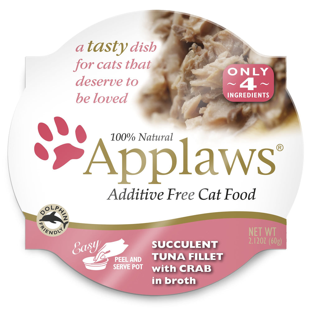 Applaws filete de atún con cangrejo en tarrinas, fuente natural de proteína para gatos
