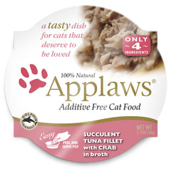 Applaws filete de atún con cangrejo en tarrinas, fuente natural de proteína para gatos