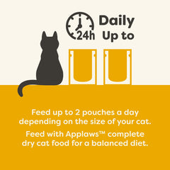 Gato disfrutando de Applaws mousse, premio sabroso que aporta proteína y hidratación.