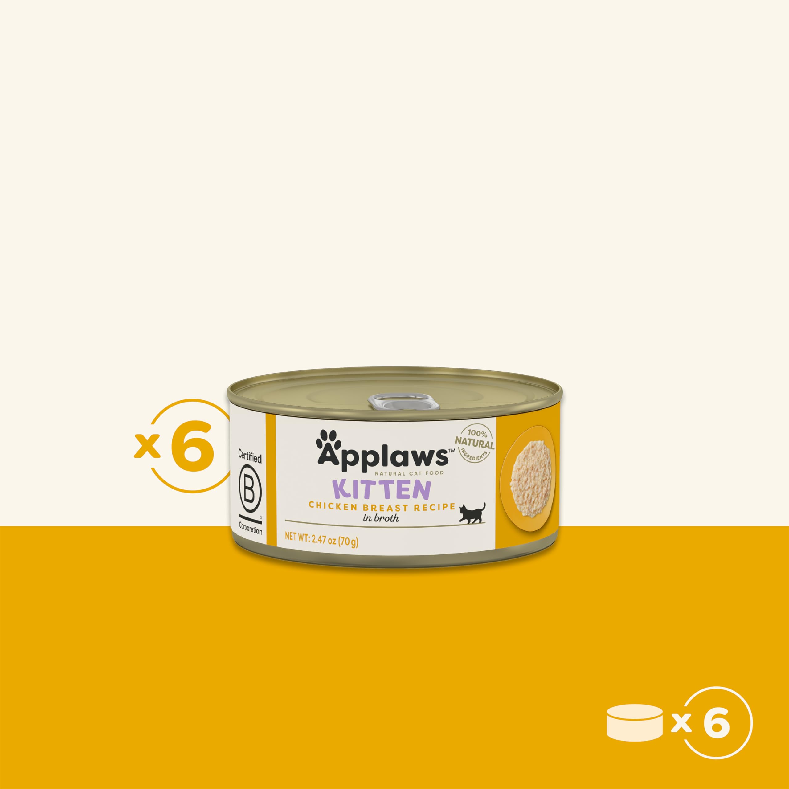 Applaws comida húmeda para gatitos, pollo en caldo, lata 08, ideal para gatitos curiosos
