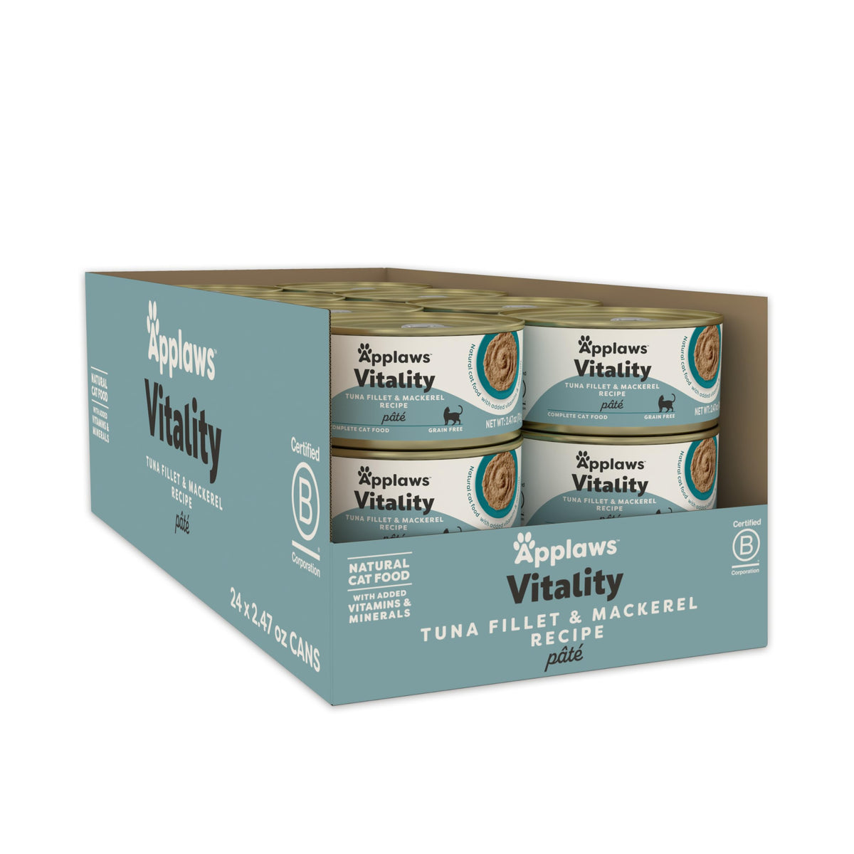 Paté Applaws Vitality con atún y caballa en lata para gatos