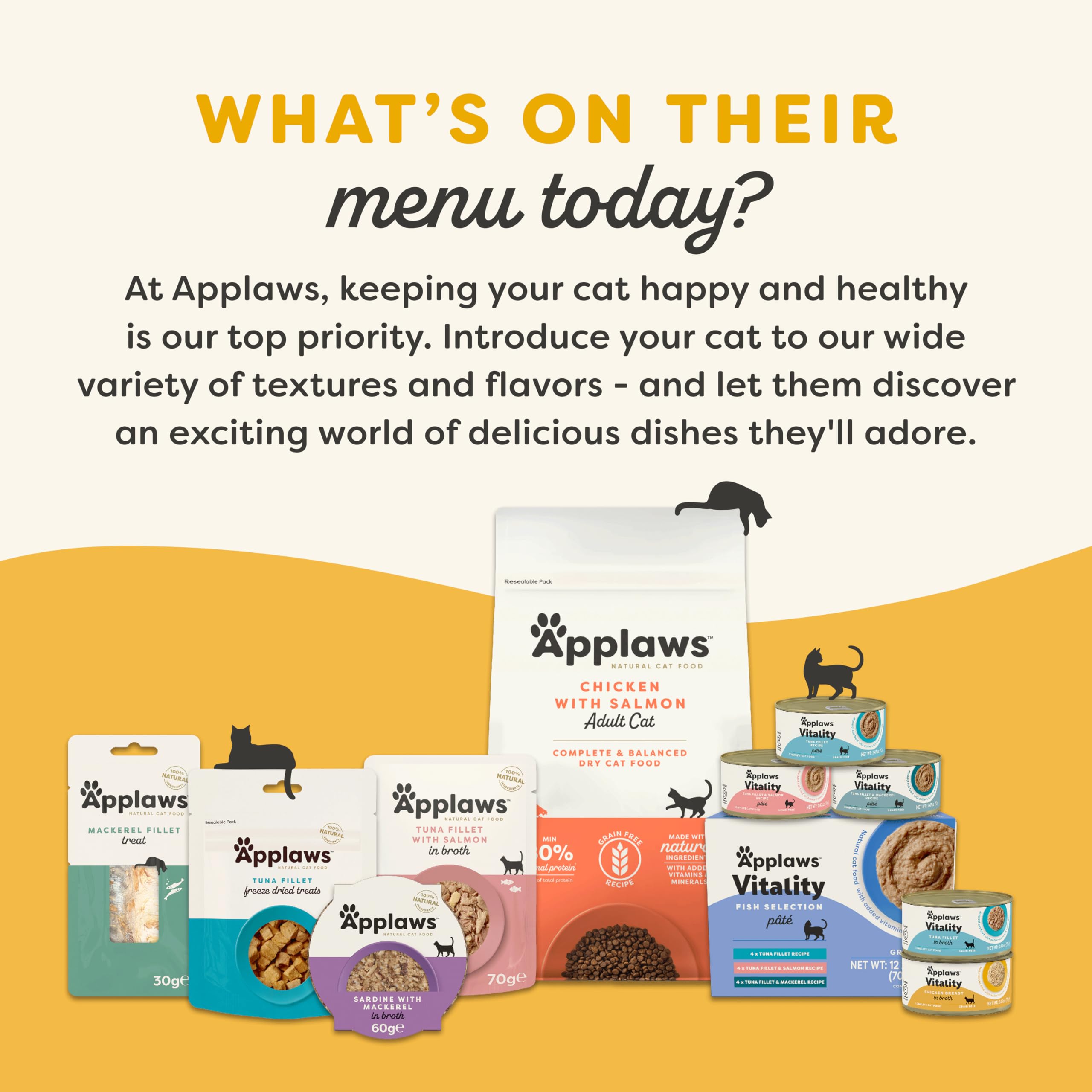 Applaws Vitality Plato atractivo para gatos, ideal como recompensa ocasional.