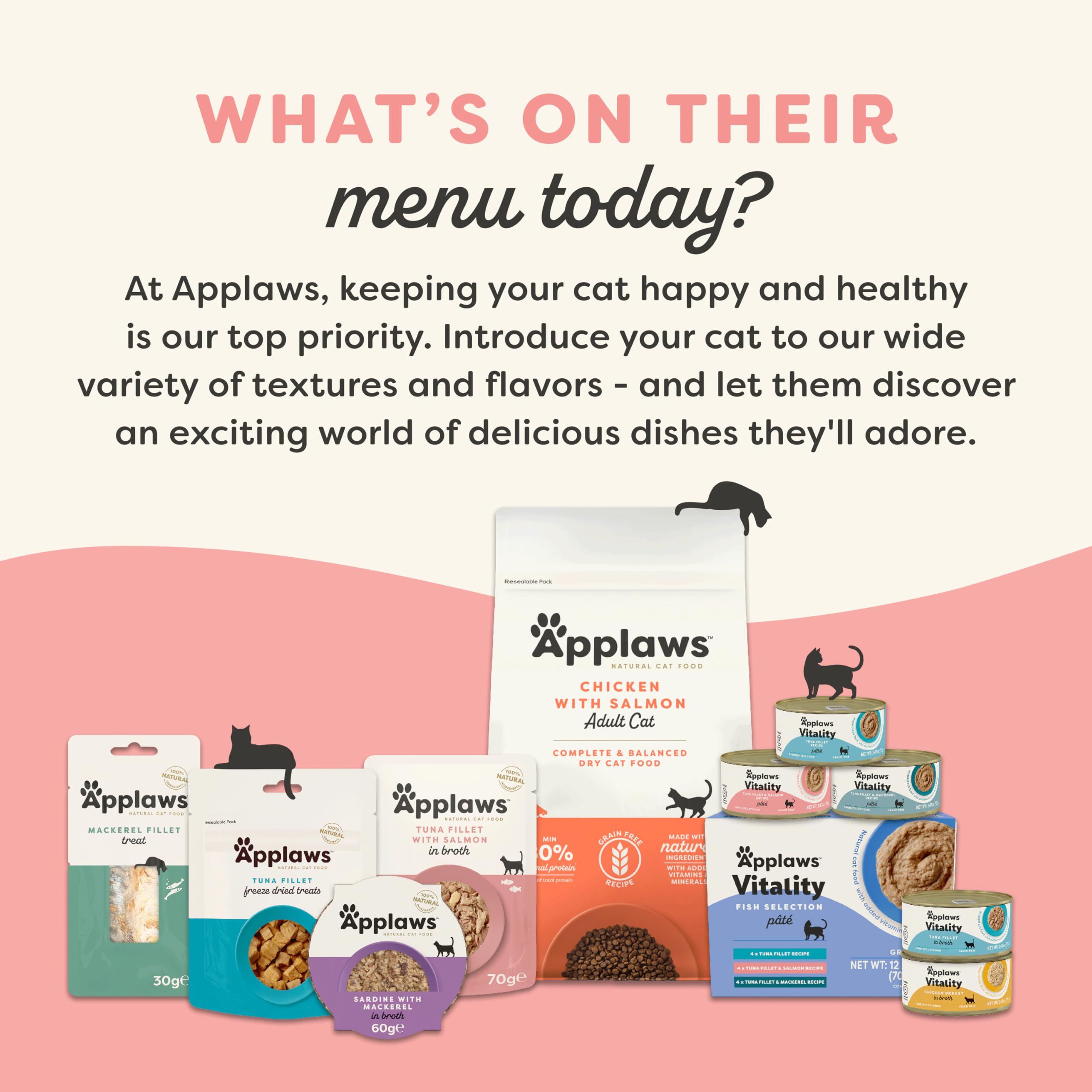 Applaws Vitality libre de granos, proteína real en cada porción.