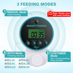 AQQA alimentador automatico, tres modos de alimentacion para distintos horarios