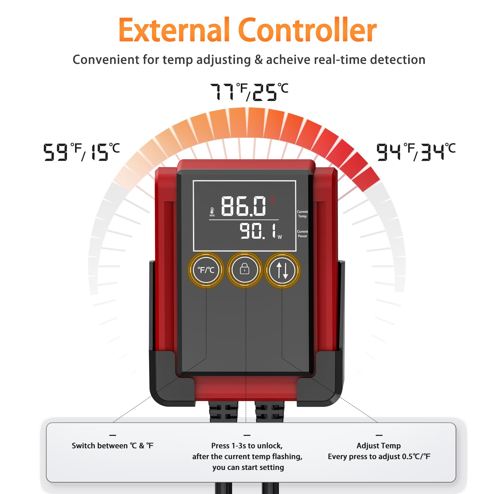 Controlador externo digital AQQA para ajuste preciso de temperatura