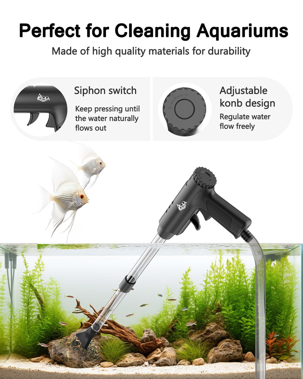 AQQA Diseño amigable para peces facilita el cuidado del acuario.