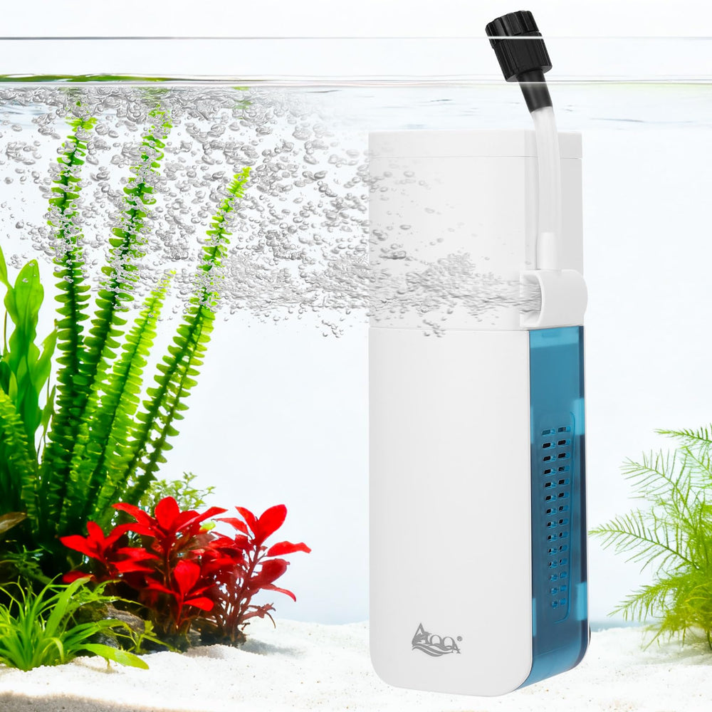 AQQA filtro acuario 5-10 galones: mejora claridad del agua y reducción de mantenimiento.