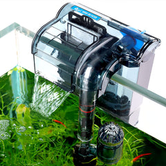 AQQA filtro exterior Hang-On 74GPH para acuario compacto.