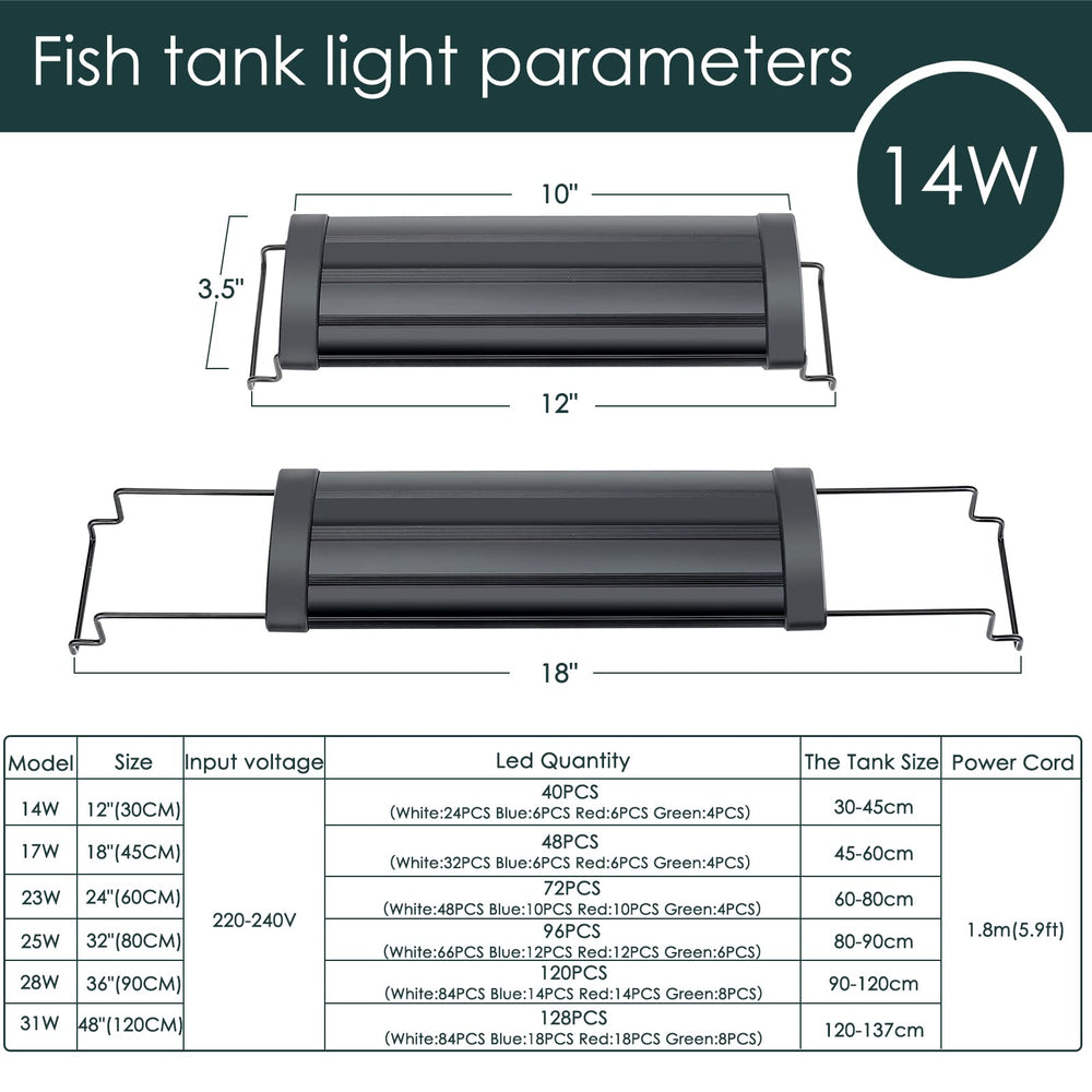 Luz AQQA para acuario duración-20000-horas rendimiento estable.
