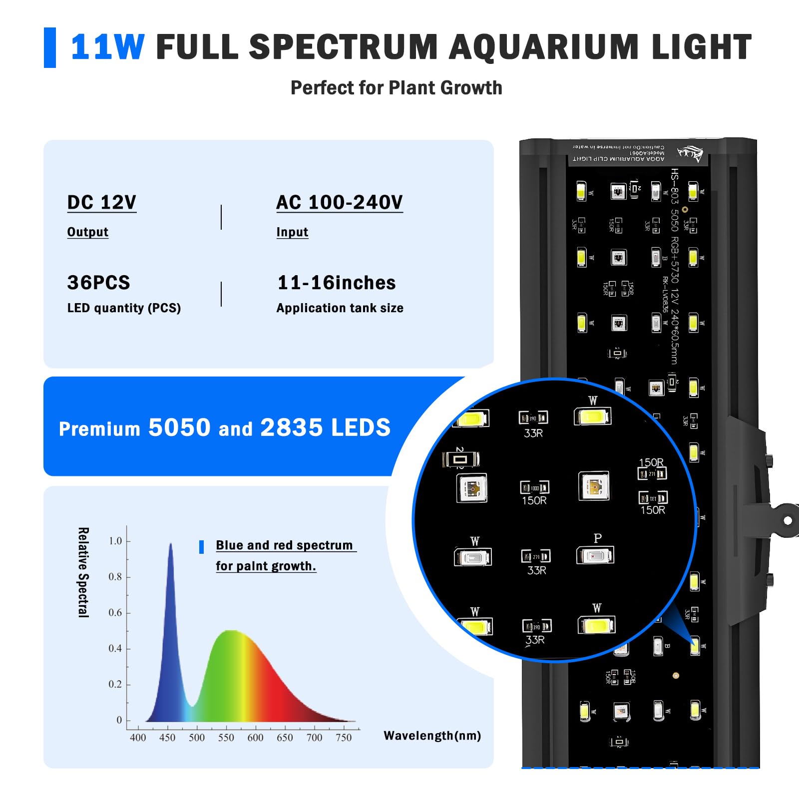 Luz AQQA para acuario en modo 24/7 simulando amanecer y atardecer.