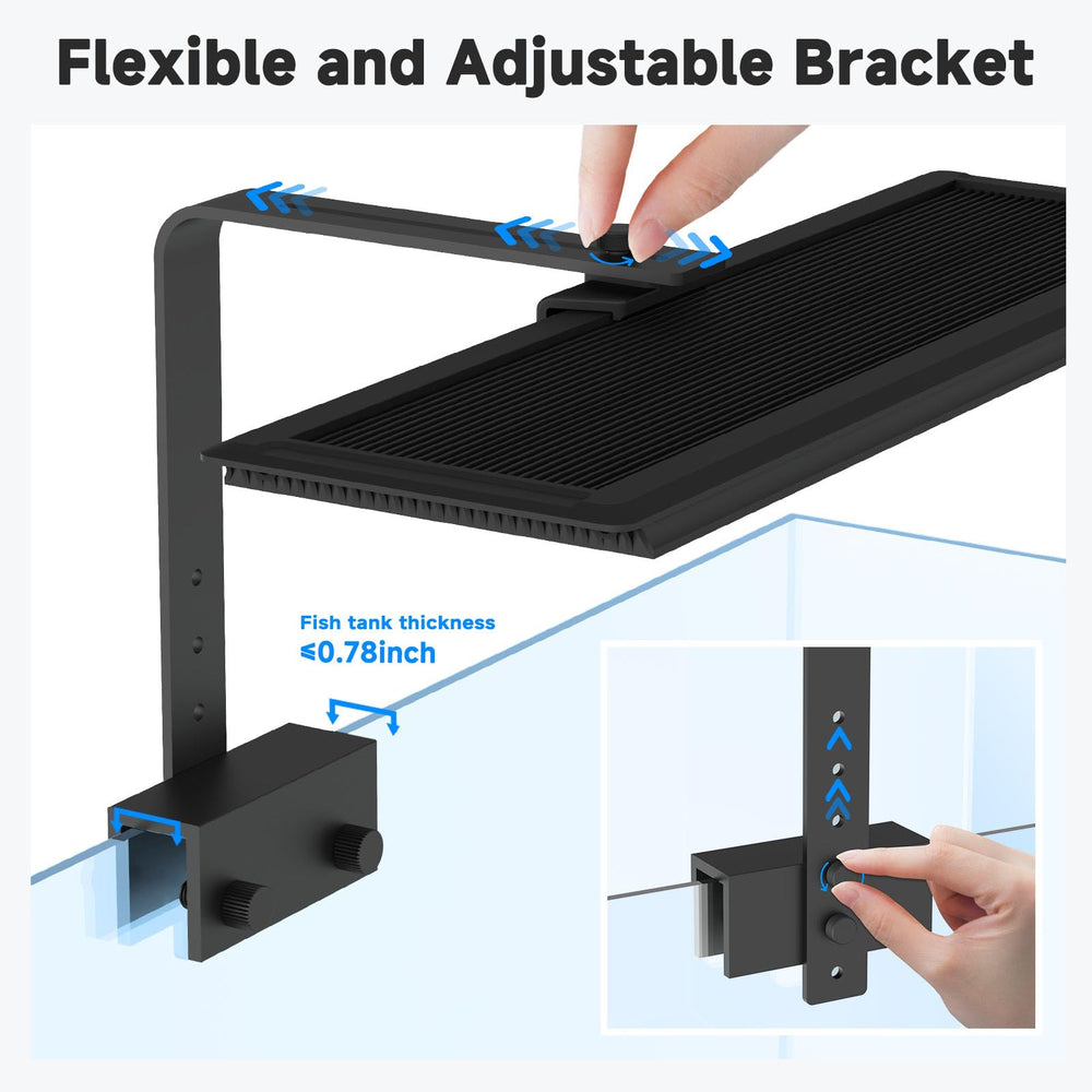 Luz AQQA con soporte ajustable para acuarios de distintos grosores