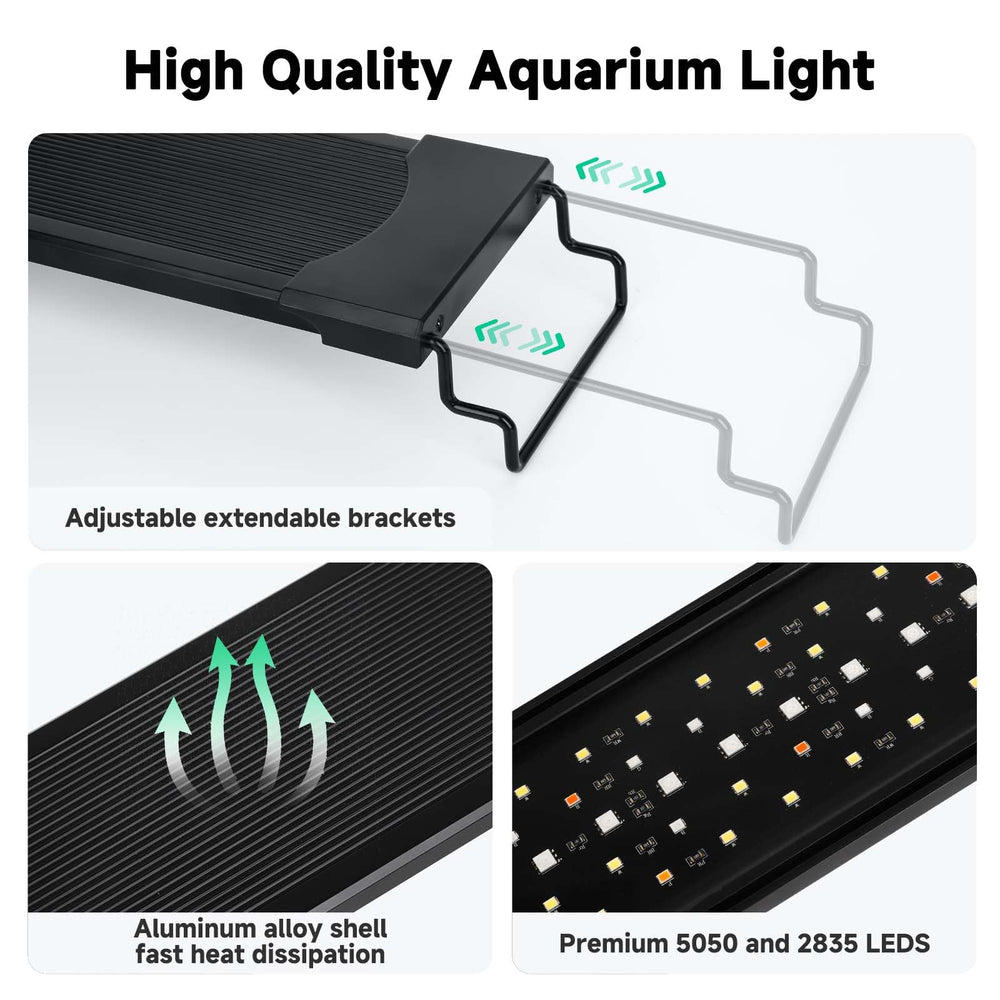 Luz AQQA para acuario con soporte extensible para tamaños.