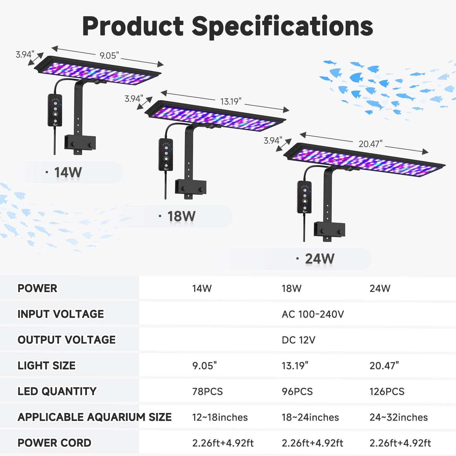 AQQA LED para plantas acuáticas, mejora la disipación de calor y cuidado de plantas.