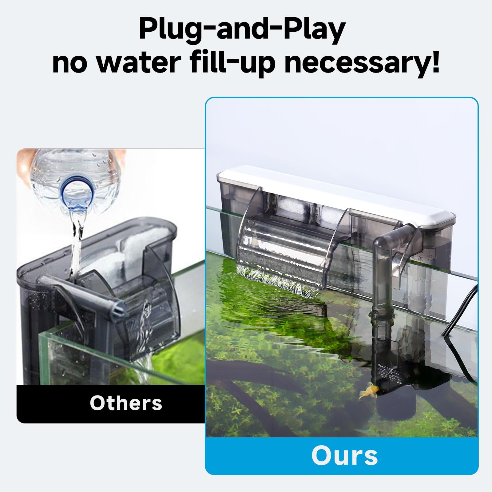 AQQA Quiet triple bio-esponjas con carbón activo para filtración eficaz