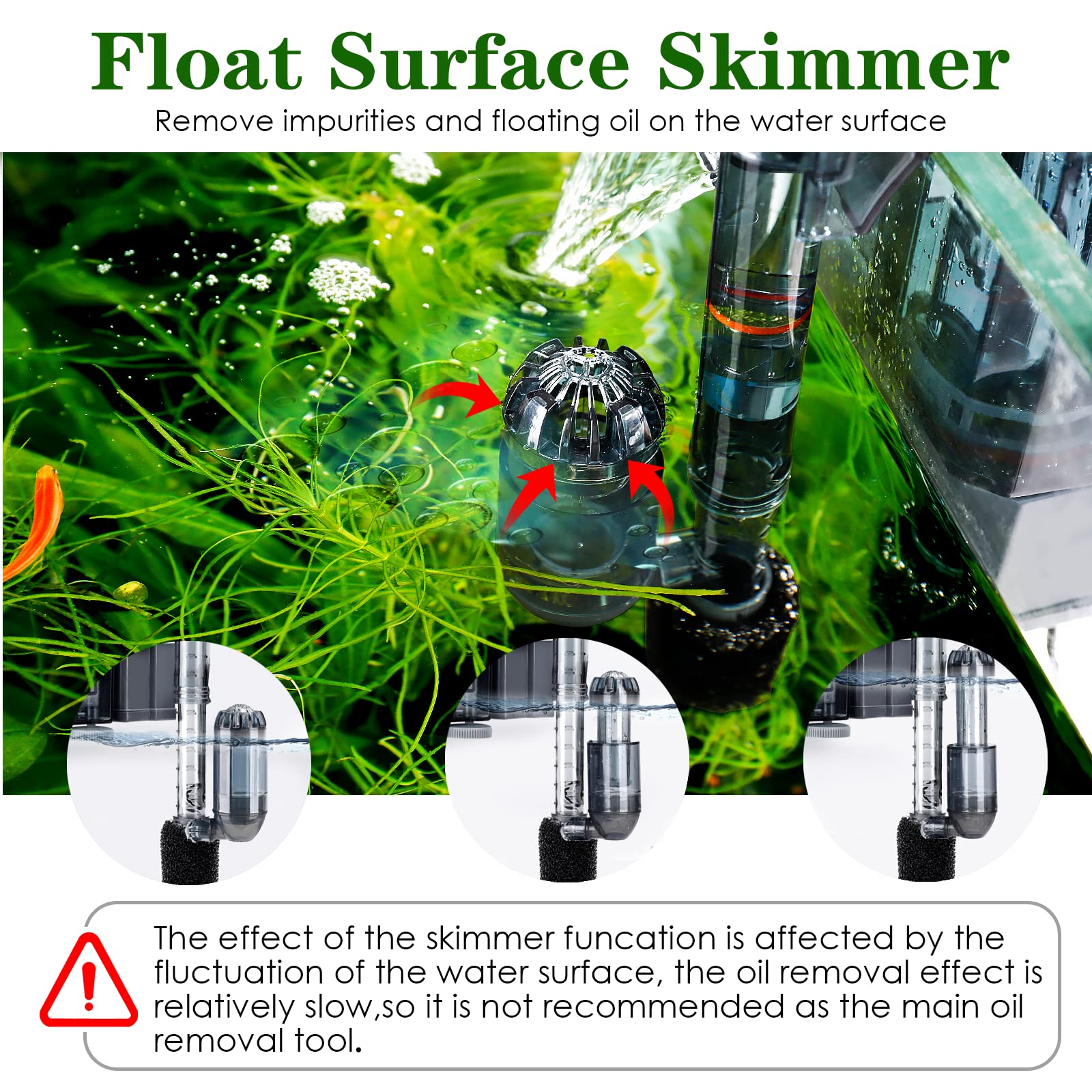 AQQA skimmer de superficie elimina aceites e impurezas.