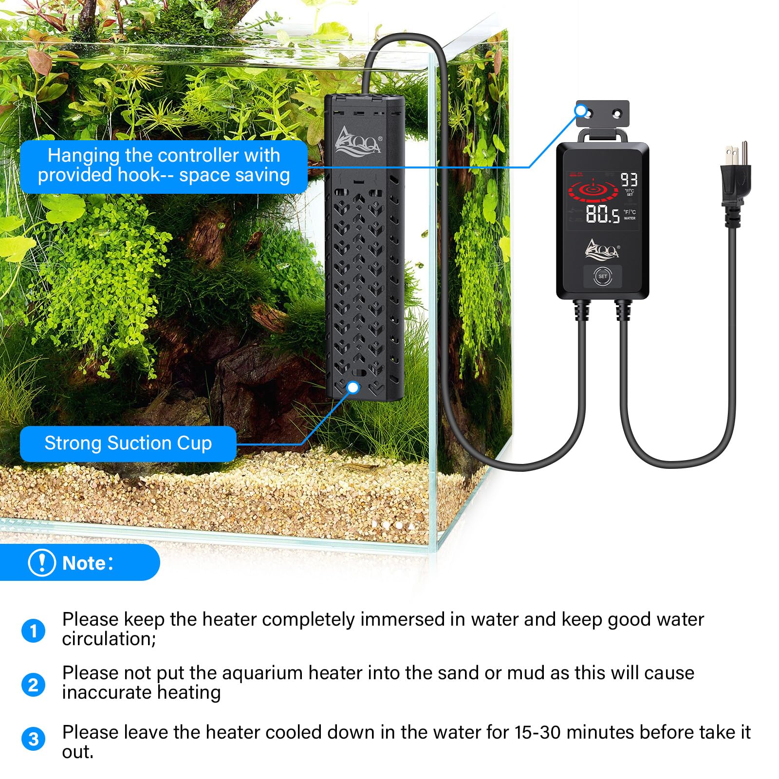 Termostato automático AQQA para mantenimiento de temperatura estable.