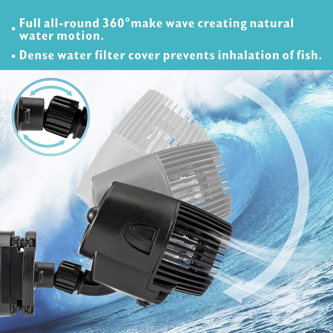 AQQA Wave Maker carcasa ABS resistente que protege el equipo frente a golpes y salpicaduras
