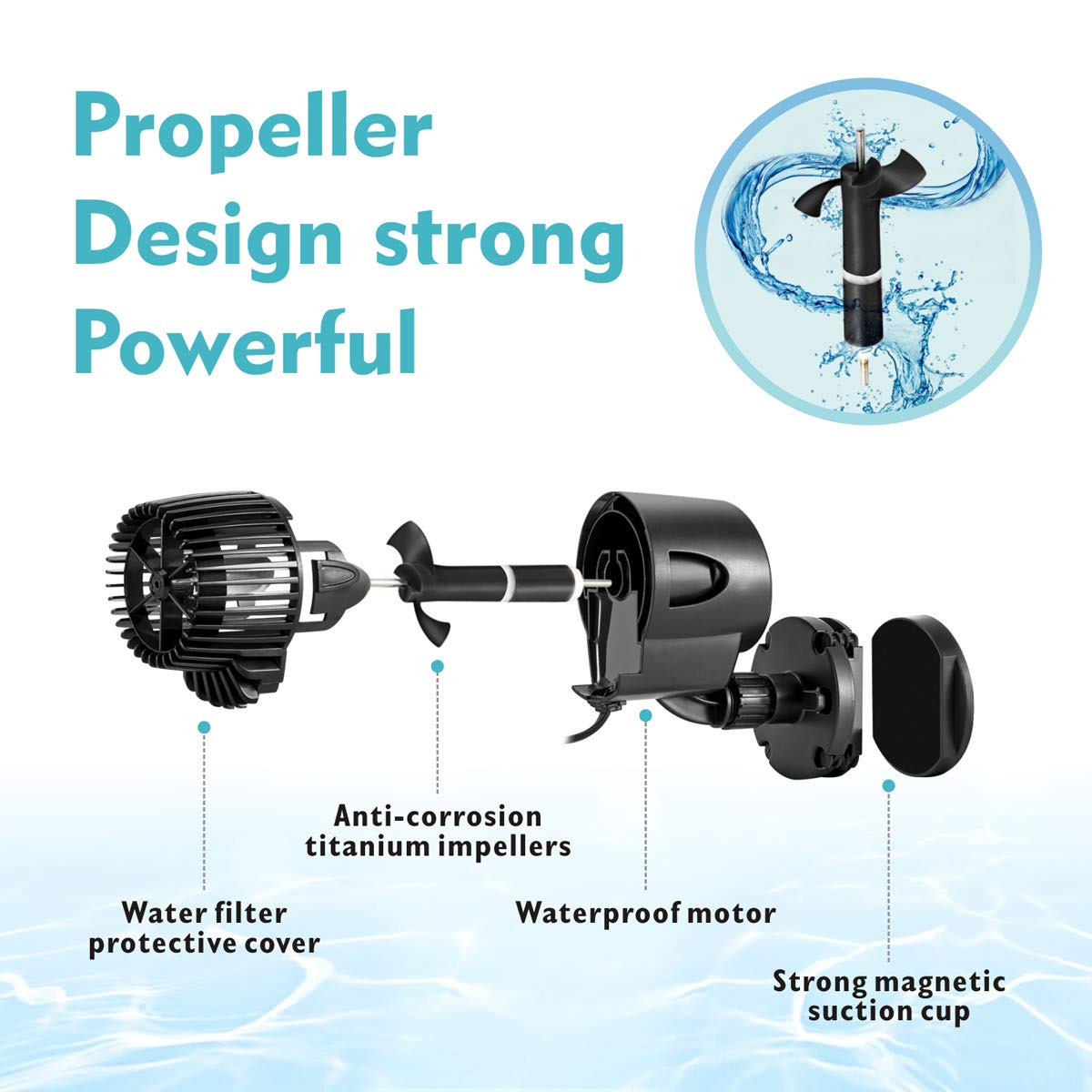 AQQA Wave Maker flujo de 2100 GPH para acuarios de tamaño medio