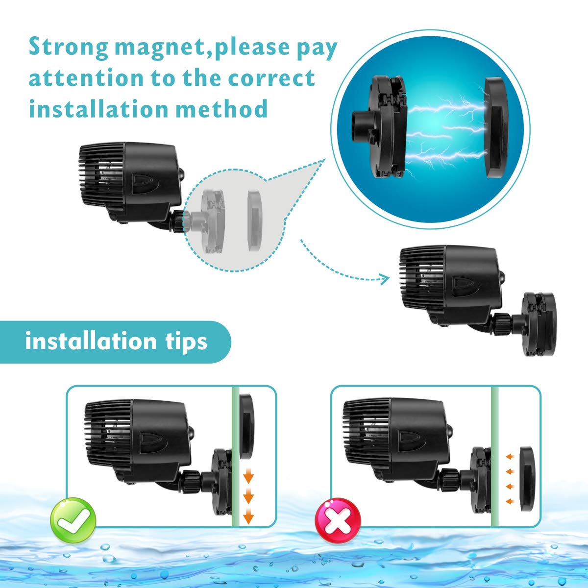 AQQA Wave Maker sujeción magnética estable y operación ultra silenciosa