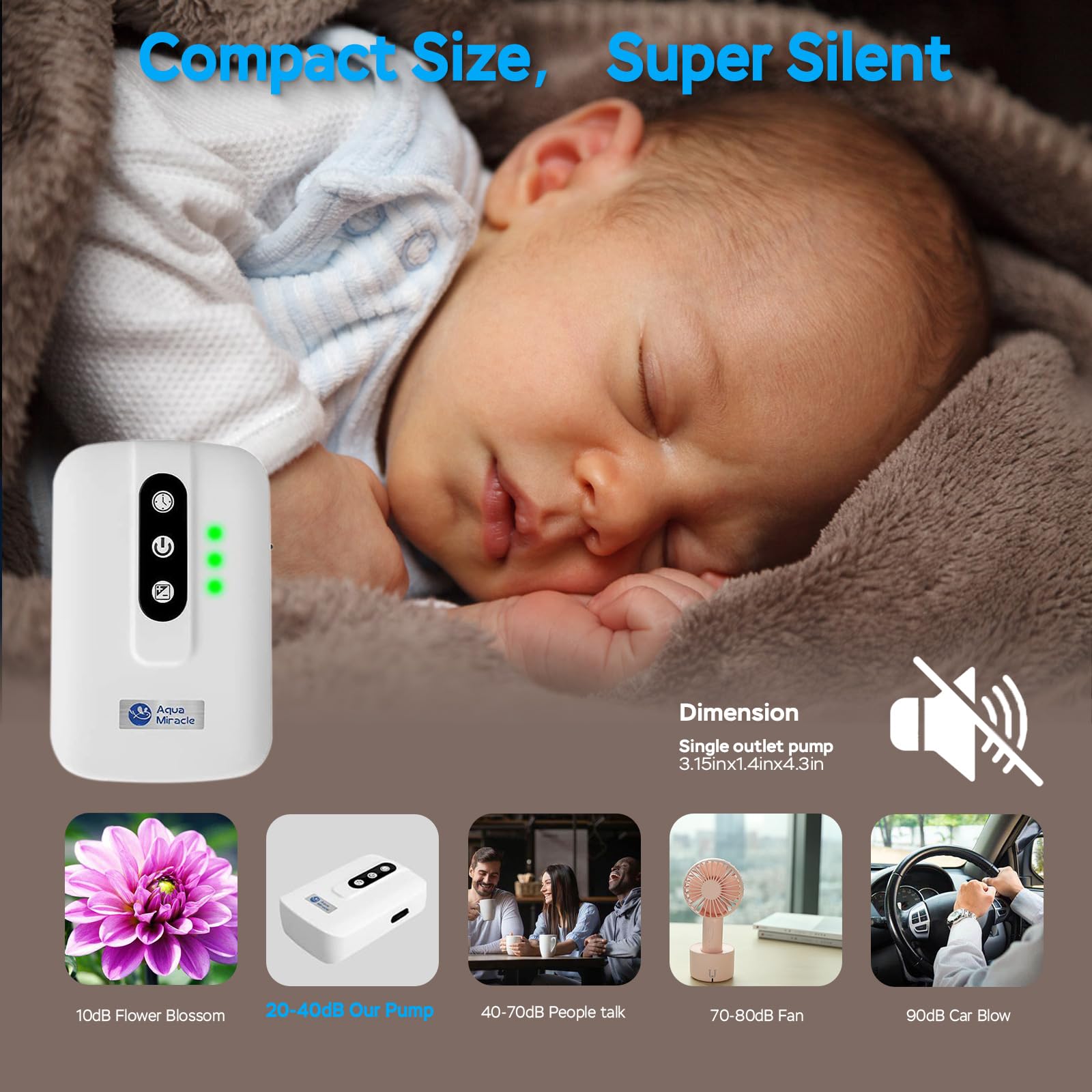 AquaMiracle batería 2200mAh ofrece duración confiable para largas sesiones.