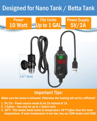 AquaMiracle calentador 10W con pantalla digital para control preciso de temperatura.