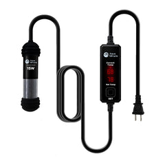 AquaMiracle calentador mini 15W con diseño compacto para ocultarlo en acuarios pequeños.
