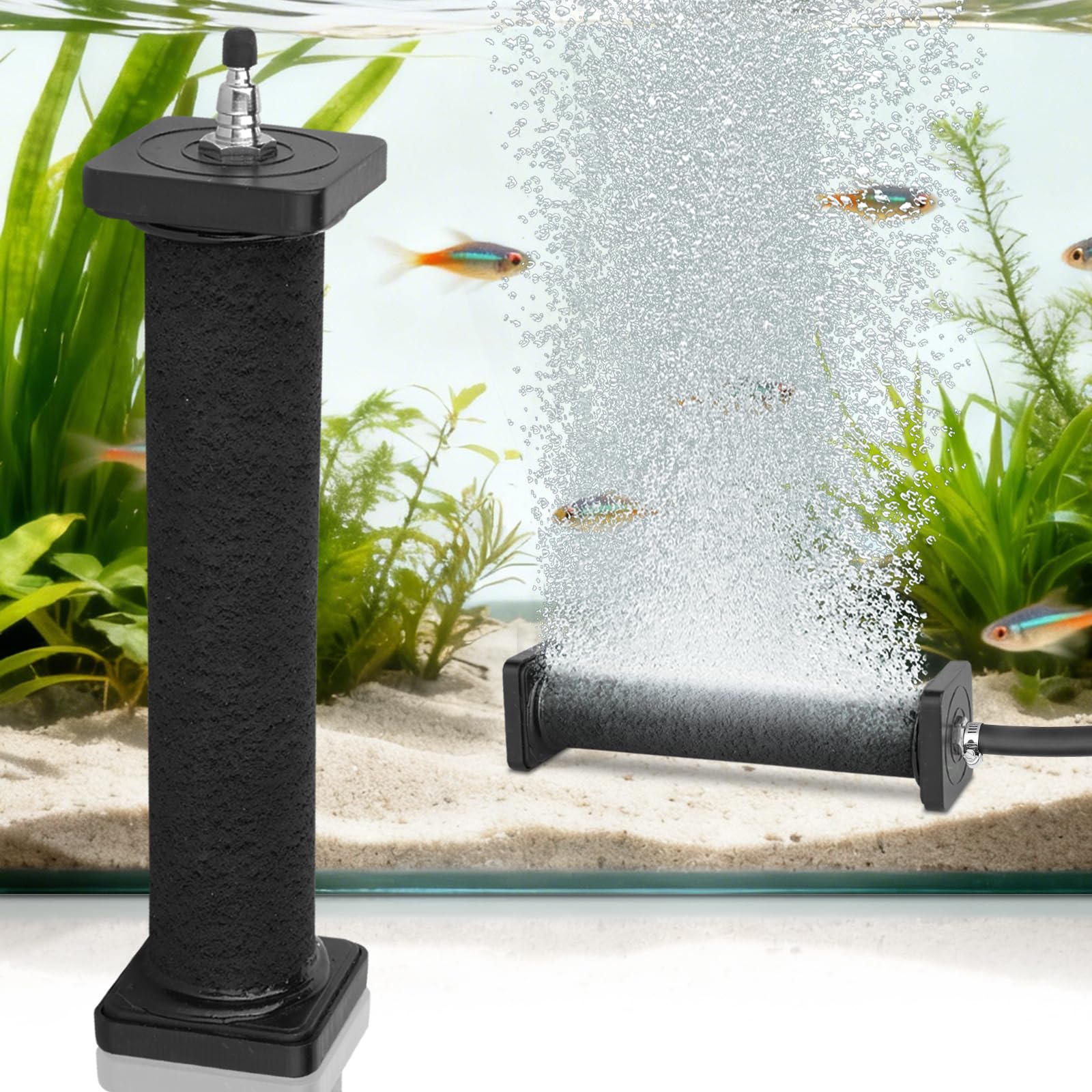 AquaMiracle piedra de aire de goma 8 pulgadas difunde oxígeno de forma eficiente.