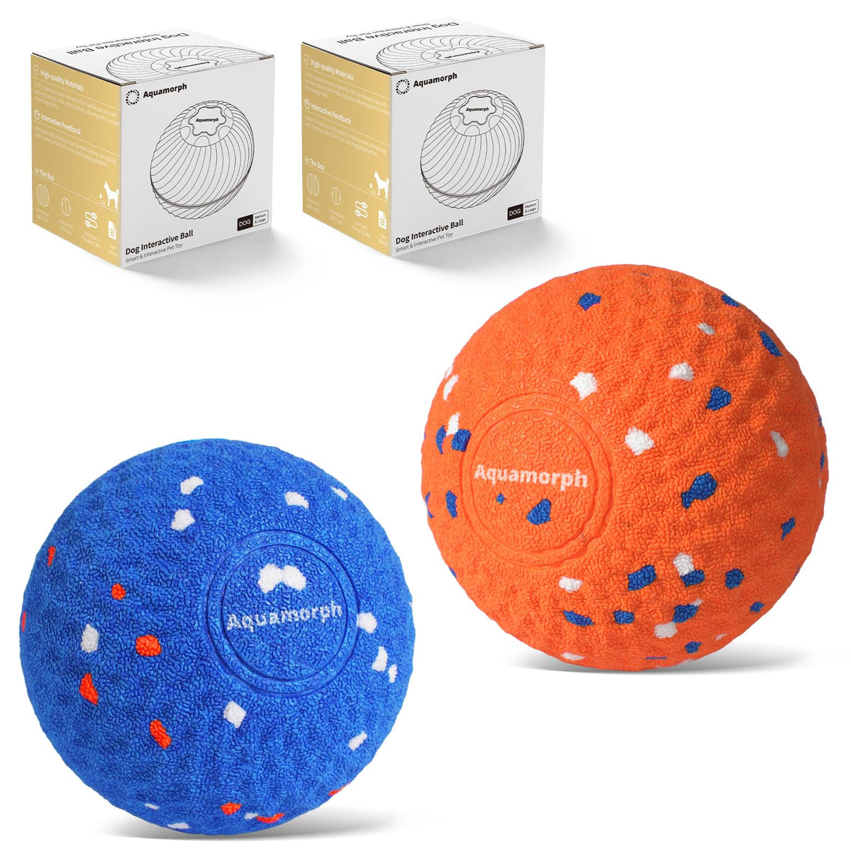 Aquamorph pelotas interactivas en paquete doble para perros activos.