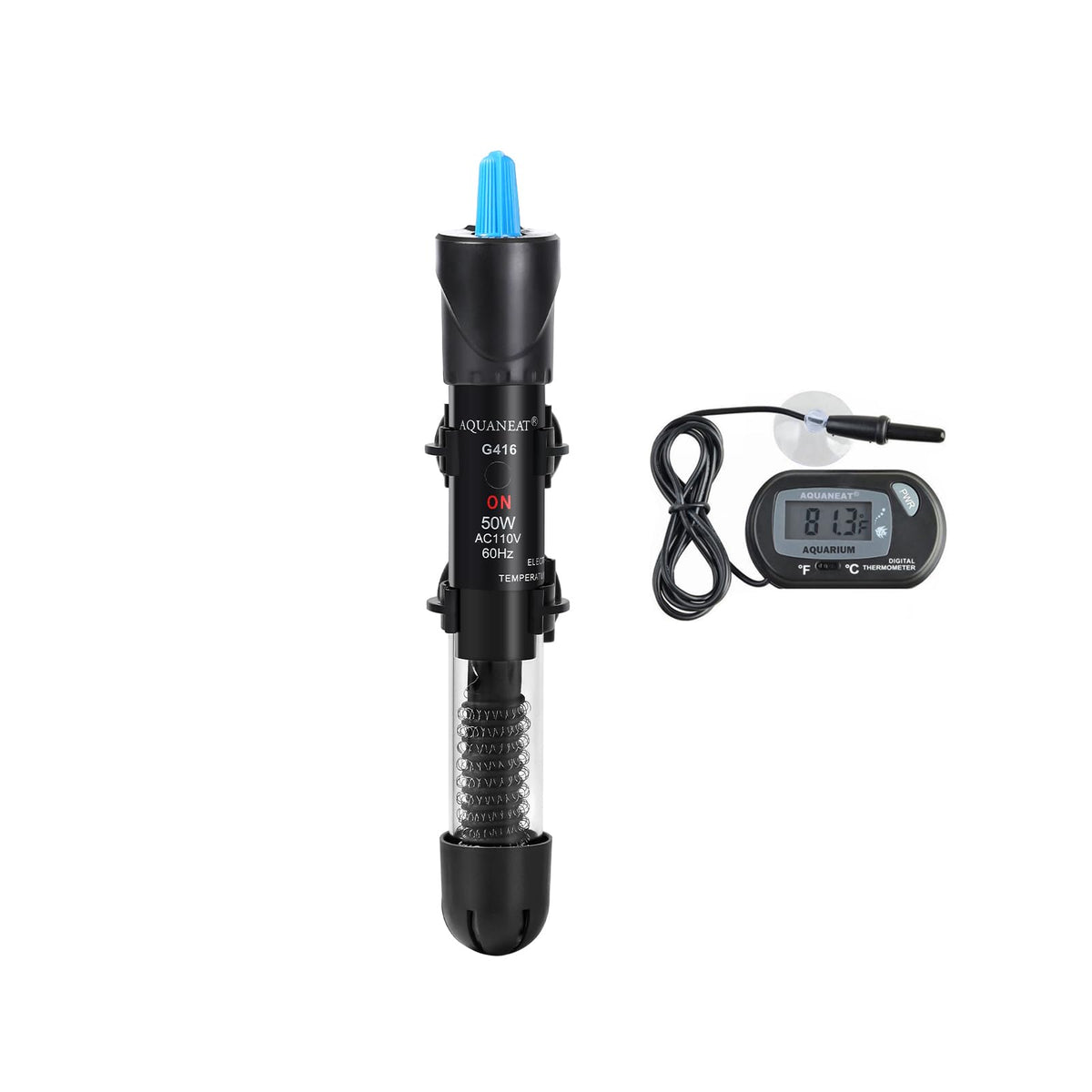 AQUANEAT calentador de acuario 50W para mantener temperatura estable.