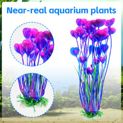 AQUANEAT planta artificial con base cerámica para fijar en grava morada