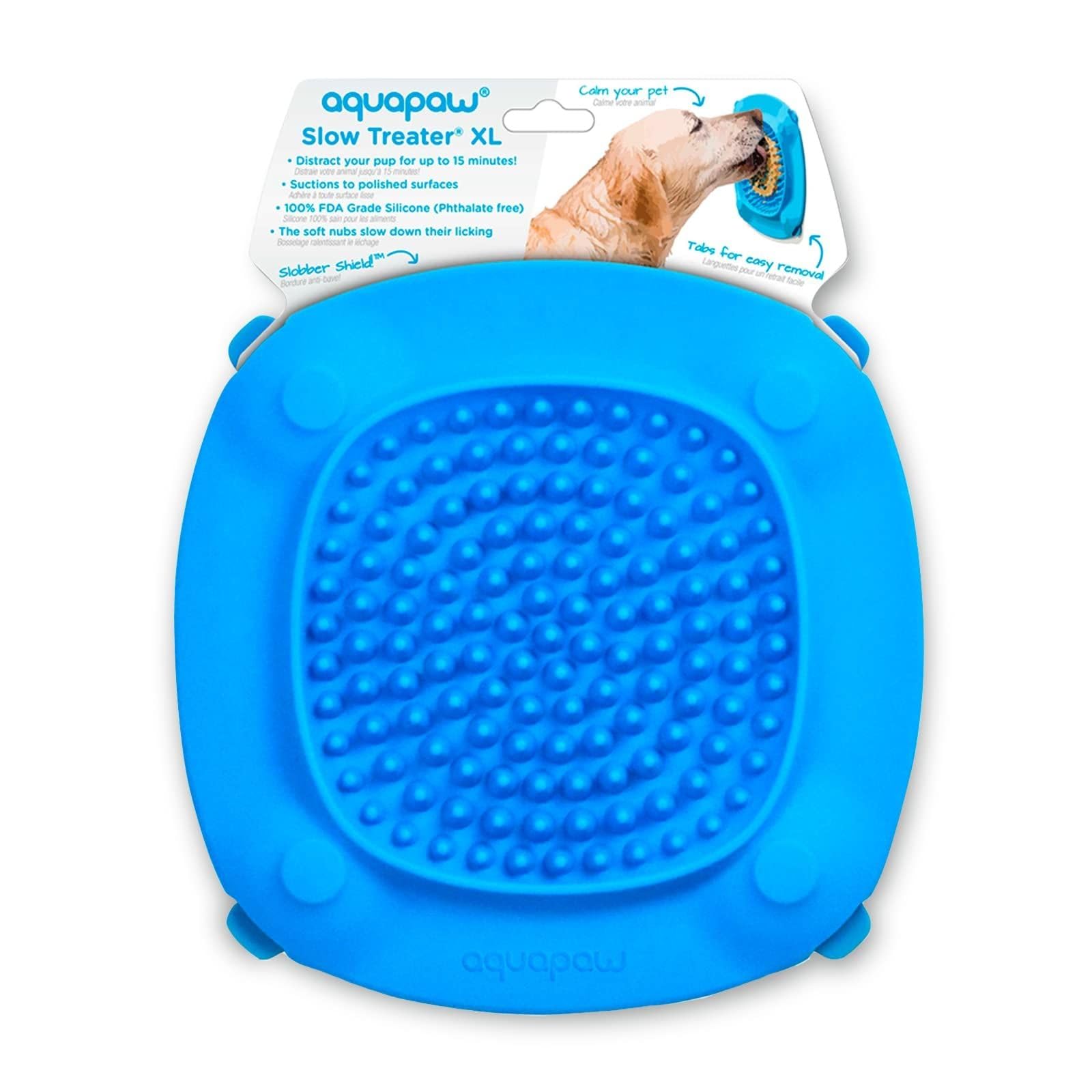 Aquapaw tapete para lamer con ventosas XL azul, mantiene al perro entretenido durante el baño.