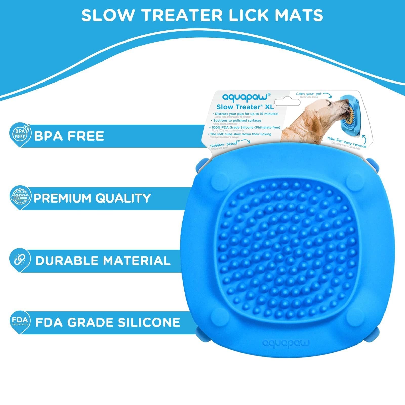Aquapaw tapete para lamer en la ducha con ventosas, diversión que facilita el lavado.