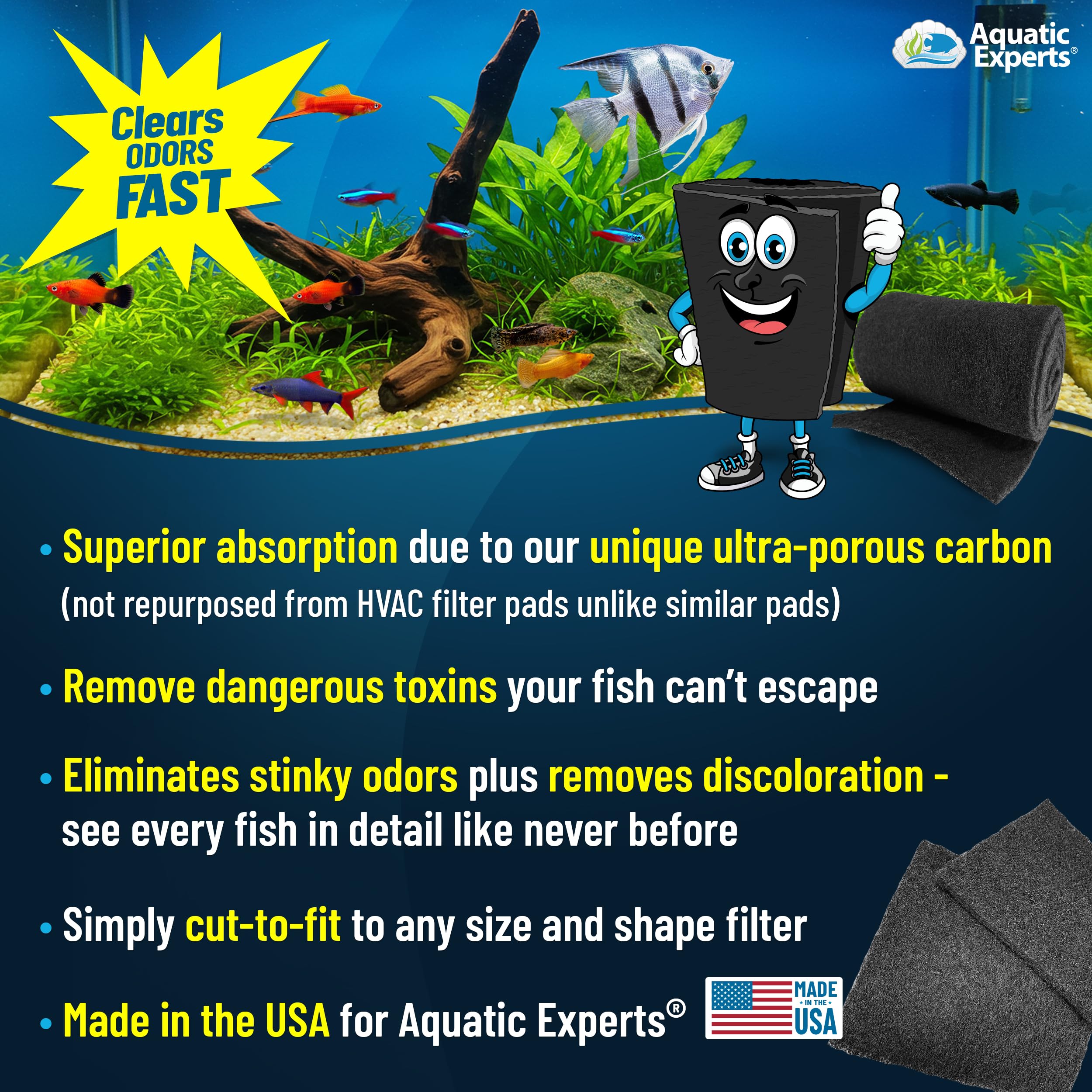 Almohadilla Aquatic Experts recortable para adaptarse al filtro.